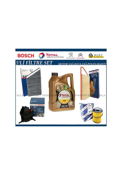 Peugeot 206 1.4 Hdı Filtre Bakım Seti + Motor Yağı 2003-2009