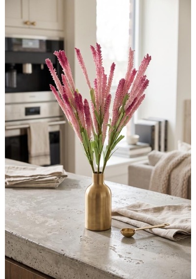 Yapay Çiçek Lateks Köpük Pembe Koyu Lavanta Dalı 35cm Dekoratif Çiçek