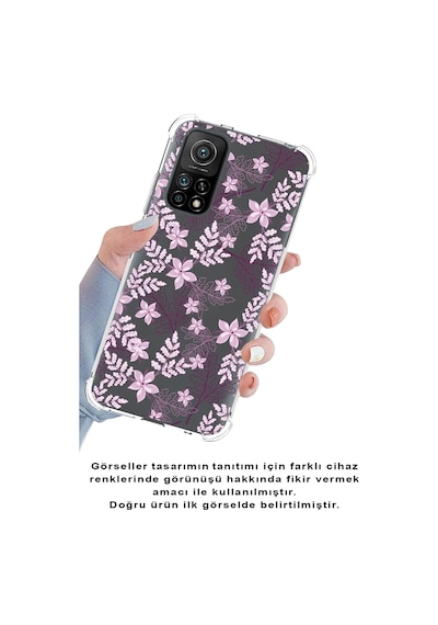 Xiaomi Redmi 10a Köşe Korumalı Antişok Kapak Floral Pudra Tasarımlı Şeffaf Silikon Kılıf