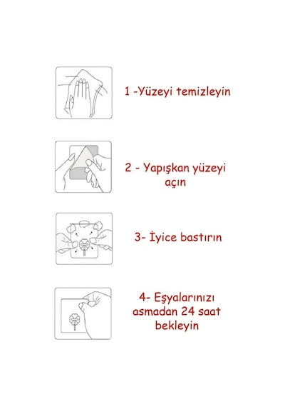 Else Mutfak 5 Adet Yapışkanlı Duvar Vida Kancaları Şeffaf Raf Duvar Tablo Askıları Banyo Organizer M Diğer