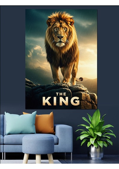 Aslan Kral Portre Sanatı The King Dekoratif Kanvas - Mdf Ahşap Tablo