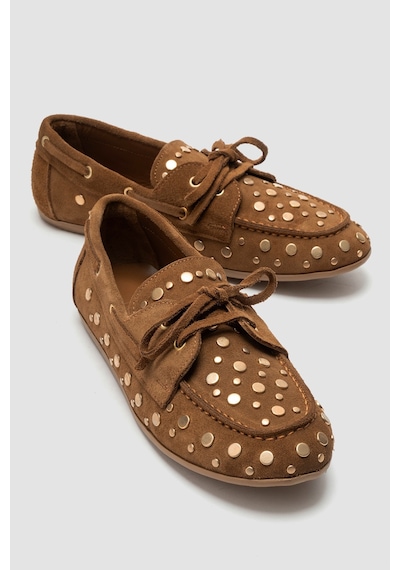 Luvi Shoes Hyde Toprak Süet Hakiki Deri Troklu Bağcıklı Kadın Loafer Ayakkabı
