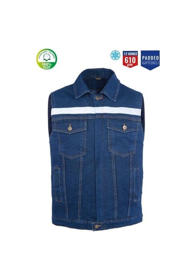 Kot İş Takımı Reflektörlü Kot Pantolon Ve Reflektörlü Kapitoneli İş Yeleği Kışlık Myform Marka 9129-2136