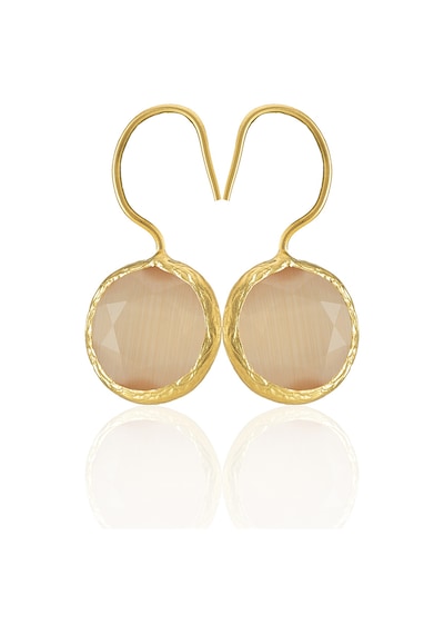 Kadir Jewellery 22 Ayar Altın Kaplama Kadın Taşlı Küpe -el İşçiliği Ve Hipoalerjenik Küpe -e01 Turuncu