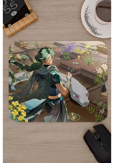 Baizhu Genshin Impact Anime Gacha V4 - 22x18 Gaming Mouse Pad Fare Altlığı