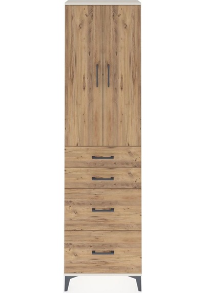 Arges Dolap 2 Raflı 4 Çekmeceli Tek Askılı 60x30x221 Aytaşı-çam Aytaşı