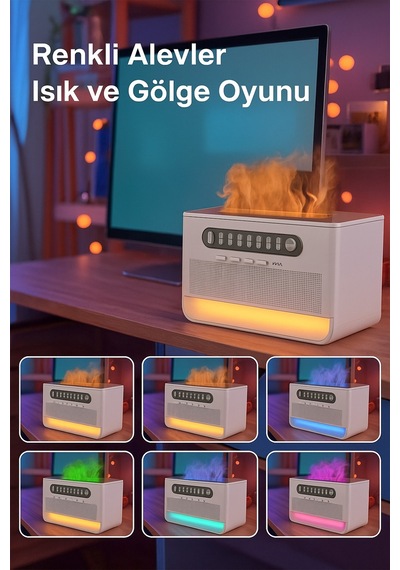 Hoparlörlü Difüzörü & Nemlendirici Led Gece Lambası, Bluetooth Hoparlör Ultrasonik Sisleme Beyaz Hoparlörlü Difüzörü & Nemlendirici Led Gece Lambası, Bluetooth Hoparlör Ultrasonik Sisleme Beyaz