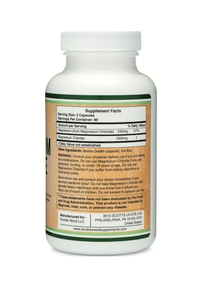Double Wood Magnesium Chloride Cloruro De Magnesio 180 Caps...