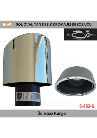 Carmind Sağ Oval Yan Kesik Kromajlı Egzoz Ucu C-433a