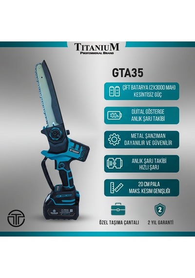 Gta35 Şarjlı Akülü Budama Testeresi Çantalı Dijital Gösterge