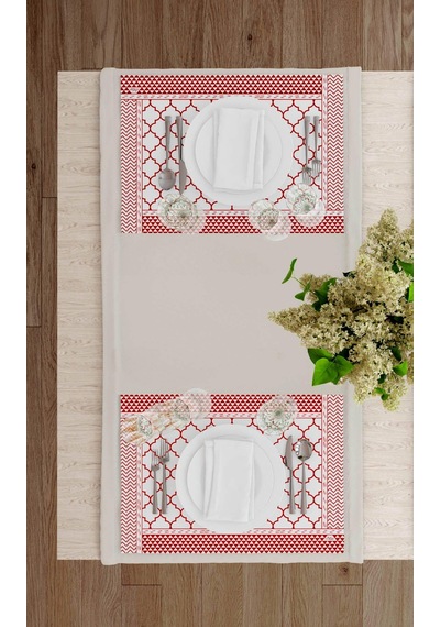 The Mia Geometric -2 Amerikan Servis 6 Lı Set - 50 X 35 Cm Txt0227 Kırmızı