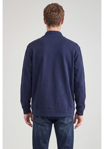 Wrangler Pamuklu Relaxed Fit Dik Yaka Fermuarlı Selanik Örgü Sweatshirt Lacivert
