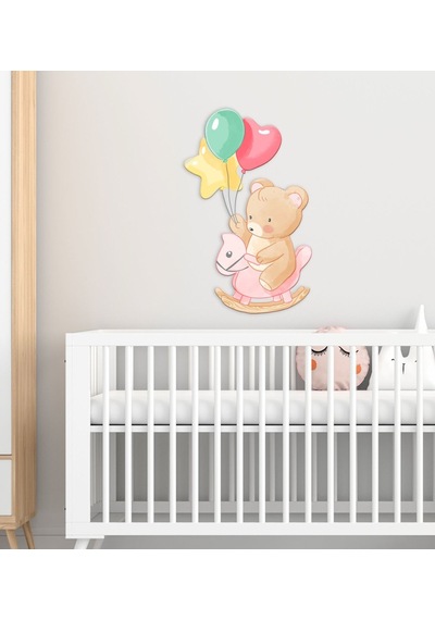 BK Gift Tatlı Ayıcık Tasarımlı Çocuk Odası Ahşap Duvar Süsü-2