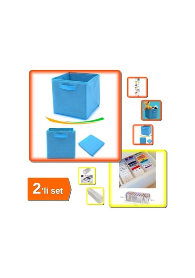 Mavi Dolap İçi Kutu + Akordiyon 11 Gözlü Organizer - Pratik Saklama Seti - G4p7x2 Belirtilmemiş