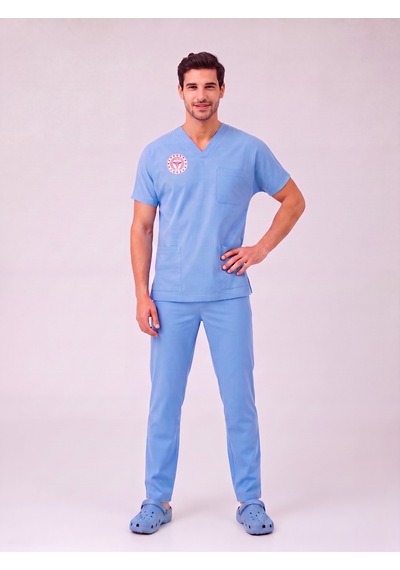 Doktor Ve Hekim Forması Scrubs Likralı Takım Sağlık Bakanlığı Uyumlu-alaskan Blue