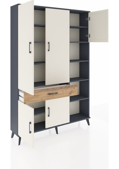 Arges Dolap 10 Raflı Tek Çekmeceli 5 Kapaklı 132x30x195 Antrasit-aytaşı/çam Aytası/atlas Çam Arges Dolap 10 Raflı Tek Çekmeceli 5 Kapaklı 132x30x195 Antrasit-aytaşı/çam Aytası/atlas Çam