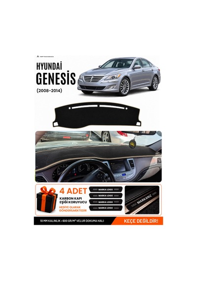 Hyundai Genesis 2008-2014 Uyumlu Torpido Örtüsü, Torpido Kılıfı - Siyah-bej - Hu020