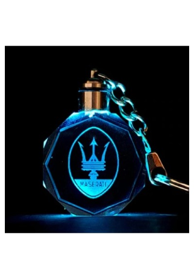 Maserati Işıklı Anahtarlık 7 Renk Şık Oto Car Keychain Kaliteli Logo Amblem