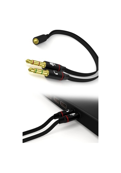 3.5mm Kulaklık Mikrofon Ayırıcı Kablo Aparat 3.5mm Dişi 2x3.5mm Erkek Kulaklık Mic Audio Dönüştürücü