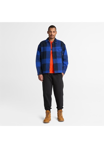 Timberland Fleece Lined Check Overshirt Erkek Gömlek-34631 Mavi