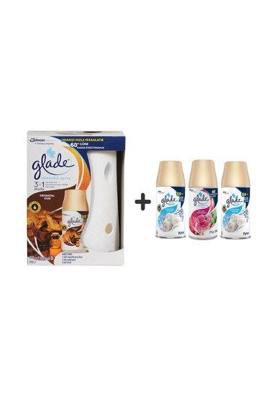 Glade Otomatik Sprey Oryantal Oud + Temiz Çarşaf Ferahlığı + Meyve Çiçek 4 x 269 ML