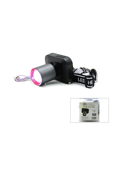 Şarjlı 50w Kafa Lambası Fener 1 Led Usb - Type-c Dijital Kademe Işık Ayarı - Flaşör Antrasit