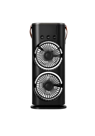 Mey İthalat Usb Şarjlı Çift Başlıklı Buharlı Masaüstü Fan Sessiz Serinletici Işıklı Fan