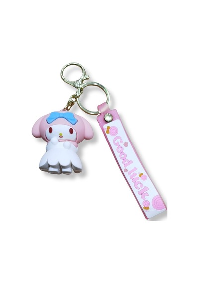 My Melody Premium 3d Figürlü Çiçek Detaylı Pembe Bilek Kayışlı Anahtarlık - 1 Adet