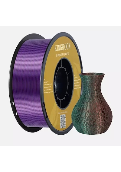 Kingroon 3 Renk Yeşil - Mor - Bakır Pla Silk Filament 1.75 Mm 1000gr