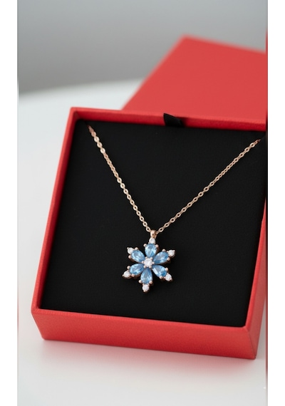 Çekirdekjewelry 925 Ayar Gümüş Kamelya Çiçeği Kolye Pembe