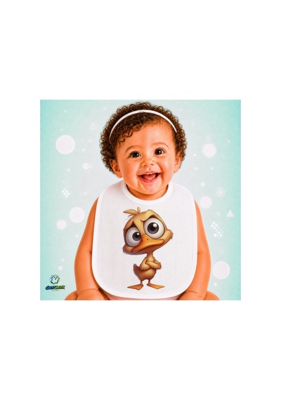Ördekli Keten Bebek Mama Önlüğü Yumuşak - Emici - Yıkanabilir - Özel Tasarım P144 Çok Renkli