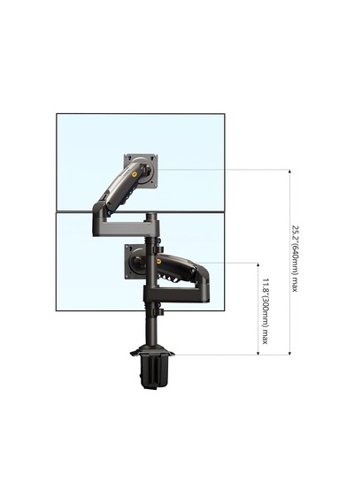 North Bayou Nb H180 Mnt05 22-32" Alüminyum Gaz Amortisörlü Lcd Led Çift Monitör Yükseltici Nb H180
