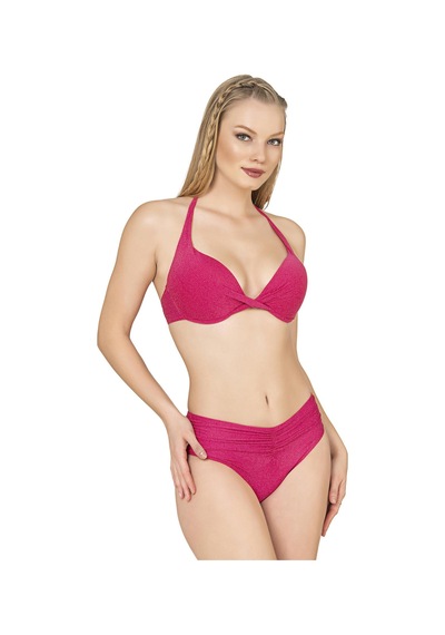Endeep Kadın Büzgü Detaylı Destekli Pembe Bikini Takımı Pembe