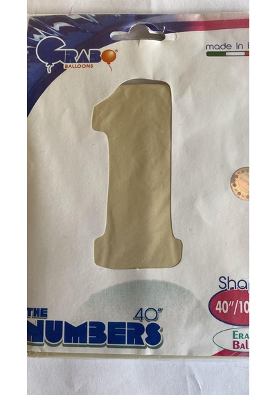 Folyo Rakam 1 Krem Satin 40 İnç 100 Cm Grabo Markalı Çok Kaliteli Folyo Balon Çok Renkli