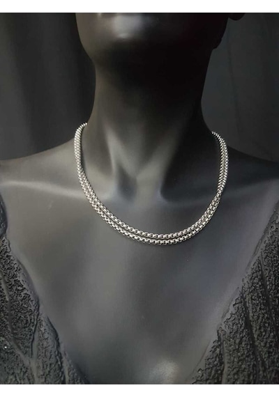 Vog Unisex Yuvarlak Sık İç İçe Halka Model Çelik Erkek 3mm-80 Cm Uzunluk Orta Kalınlıkta Kolye