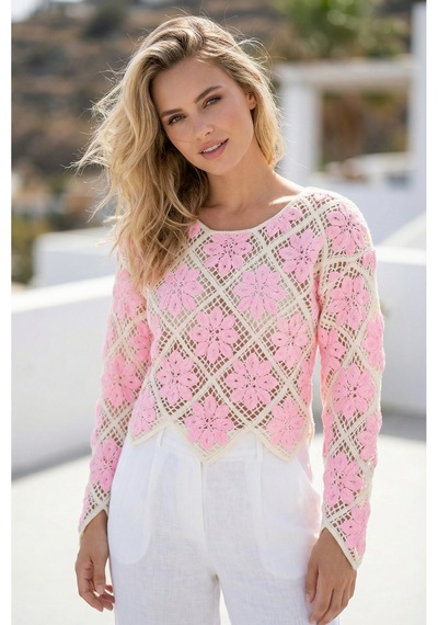 Sayzen Your Shine Çiçek Desenli Dantel Işleme Crop Sayzen Çiçek Desenli Dantel Işleme Crop Pembe