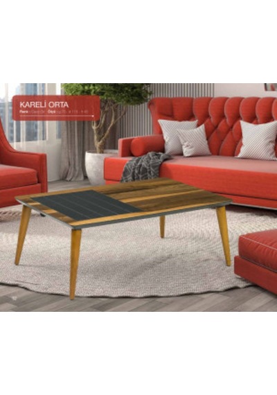 Orta Sehpa Osm Kareli Model Parlak Ceviz Gri Kayın Ince Torna Ay
