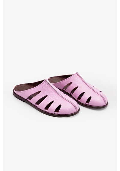 Palme Pembe Flother Deri Kadın Terlik
