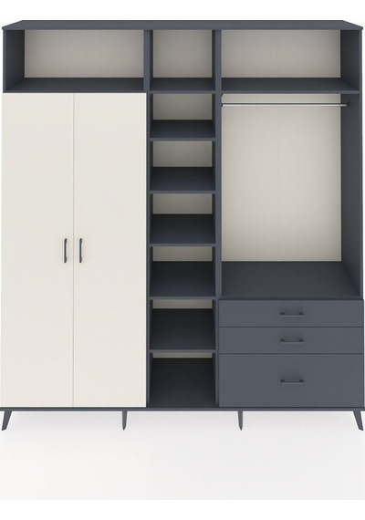 Hyperion Dolap 9 Raflı 3 Çekmeceli 2 Askılı 220x44x243 Antrasit-aytaşı/antrasit Aytası/antrasıt Hyperion Dolap 9 Raflı 3 Çekmeceli 2 Askılı 220x44x243 Antrasit-aytaşı/antrasit Aytası/antrasıt
