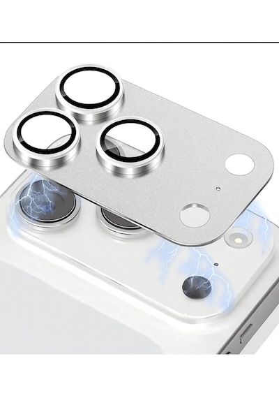 Apple Uyumlu iPhone 17 Promax Metal Koruyucu Lens Çerçeveli Pürüzsüz Gümüş