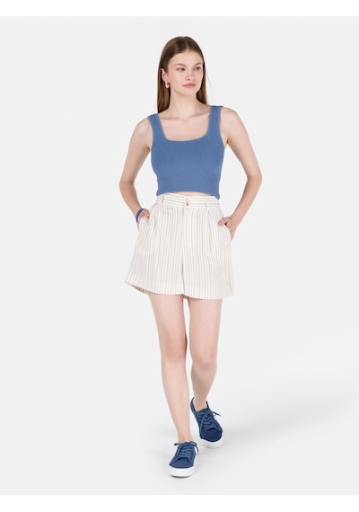Colin's Colins Regular Fit Yüksek Bel Cepli Bej Kadın Şort Cl1069171 Q1.v2 Beı Bej