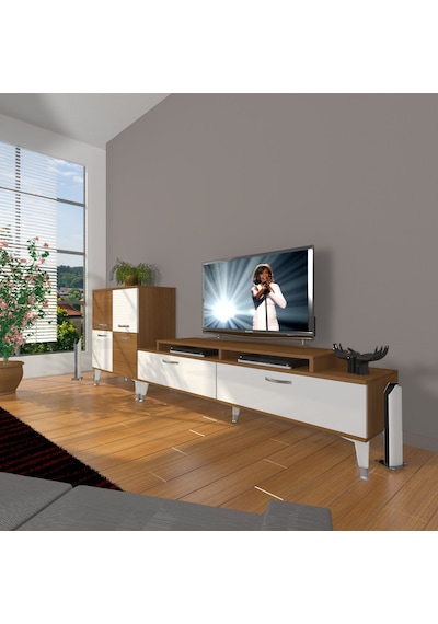 Decoraktiv Ekoflex On Slm Silver Tv Ünitesi Tv Sehpası Ceviz - Beyaz