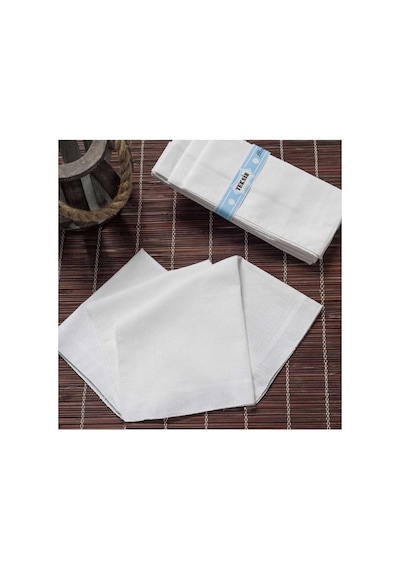 Teksin El Yüz Cep Mendili Beyaz 12 Li Paket 36x36 Cm Tm Beyaz Çok Renkli