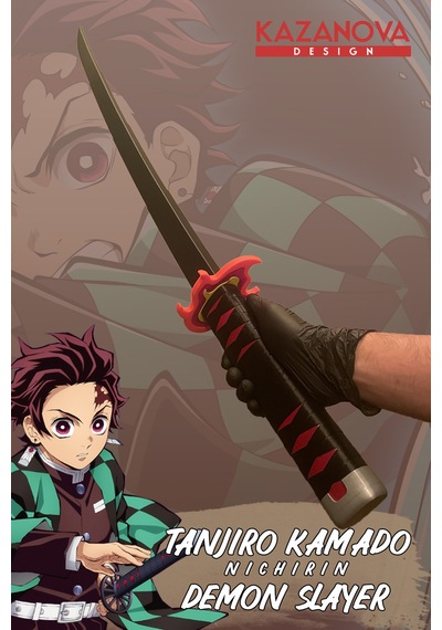 Kazanova Design Tanjiro Demonslayer Anime 2. Versiyon Katlanabilir Katana 98 Cm Gerçek Boy