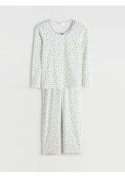 Lcw Dream Ekru U Yaka Çiçekli Kadın Pijama Takım