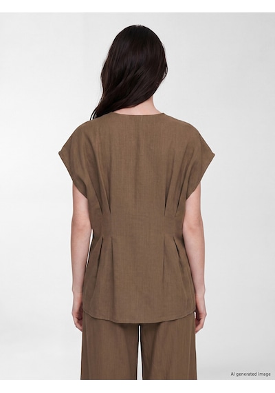 Lcw Comfort Haki Bisiklet Yaka Peplum Bluz