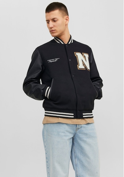 Jack & Jones Harf İşlemeli Bomber Ceket - College 12241559 Black Siyah