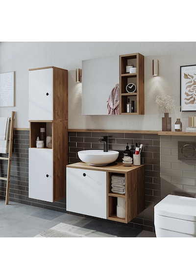 Lavabolu Mdf 65 Cm Lotus Çekmeceli Banyo Dolabı + Aynalı Dolap Atlantik Çam - Beyaz Lavabolu Mdf 65 Cm Lotus Çekmeceli Banyo Dolabı + Aynalı Dolap Atlantik Çam - Beyaz