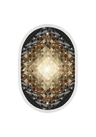 Eko Trend Djt 2 Li Yıkanabilir Kaymaz Taban Oval Banyo Paspas Klozet Takımı 759 Patchwork Siyah