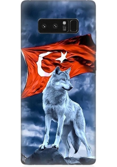 Samsung Galaxy Note 8 Uyumlu Kurt Göktürk Ve Bayrak Desenli Silikon Kılıf